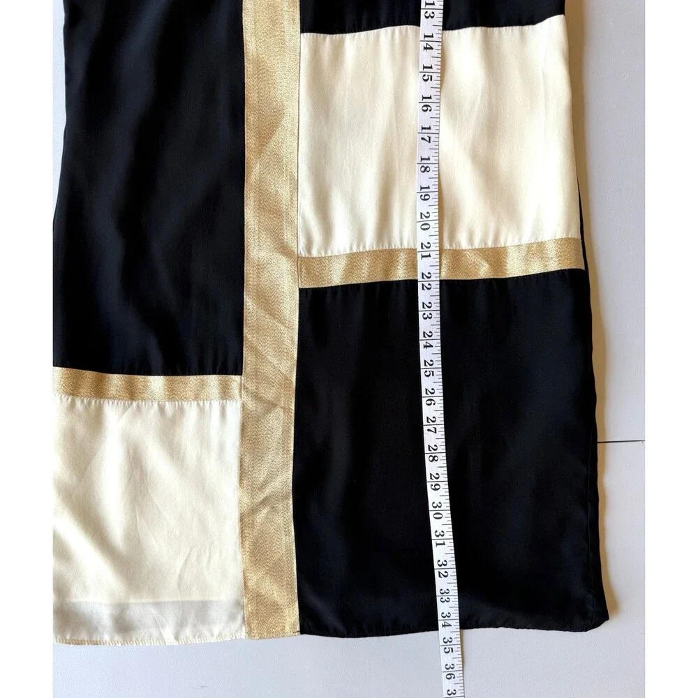 Alice & Trixie Mae 100% Silk Dress Sz Small Color Block Metallic Retro